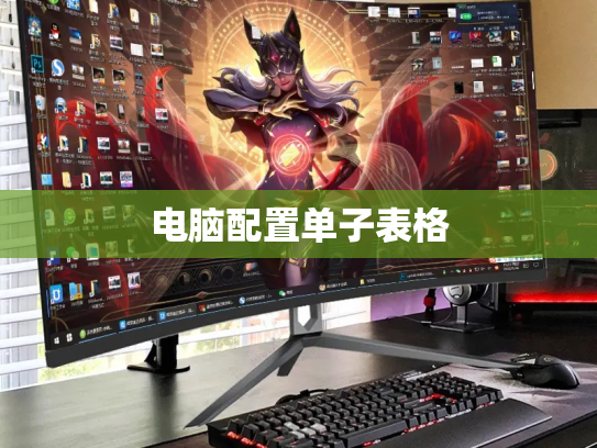电脑配置单子表格