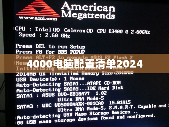 4000电脑配置清单2024